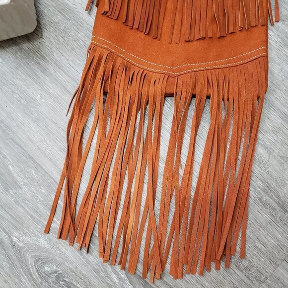 Vintage * Cognac Suede Fringe Purse * Tassels - Picture 4 of 6